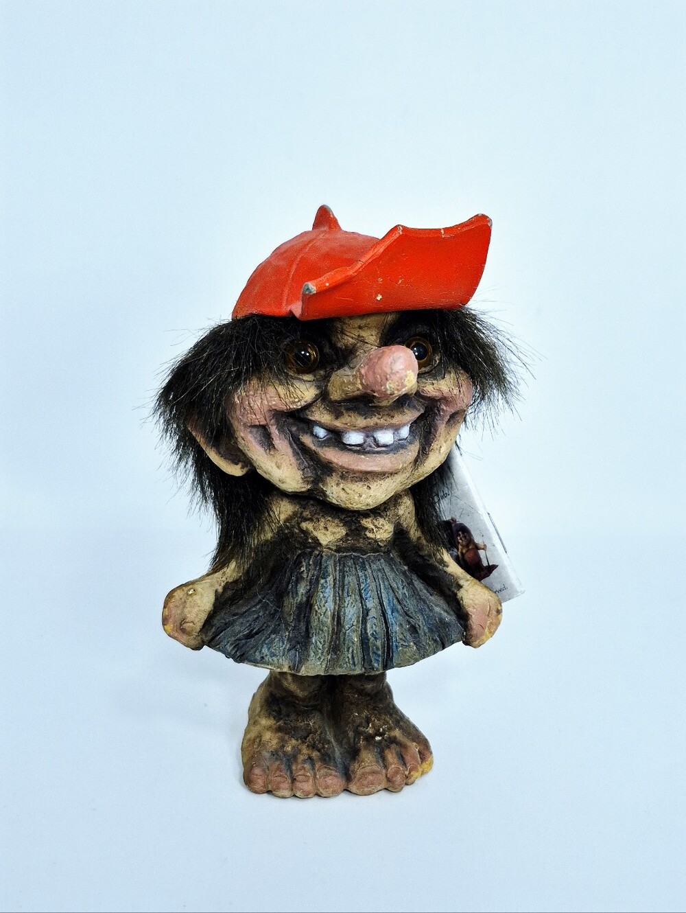 Vintage Ny Form Norwegian Troll Figurine #115 Red Cap Girl Skirt 6" with Tag